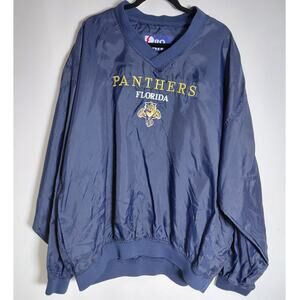 PRO PLAYER Panthers Florida Pullover Jacket Blue Solid Long Sleeve Men Size XL